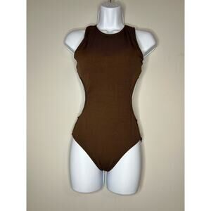 Brown Strappy one-piece swimsuit